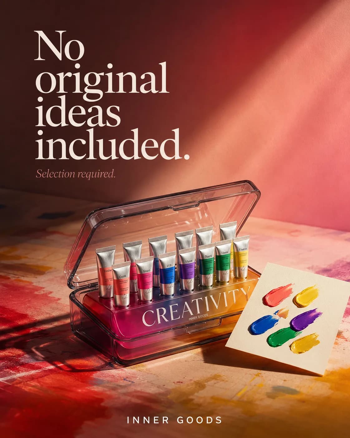Creativity, photographed as a professional paint set.